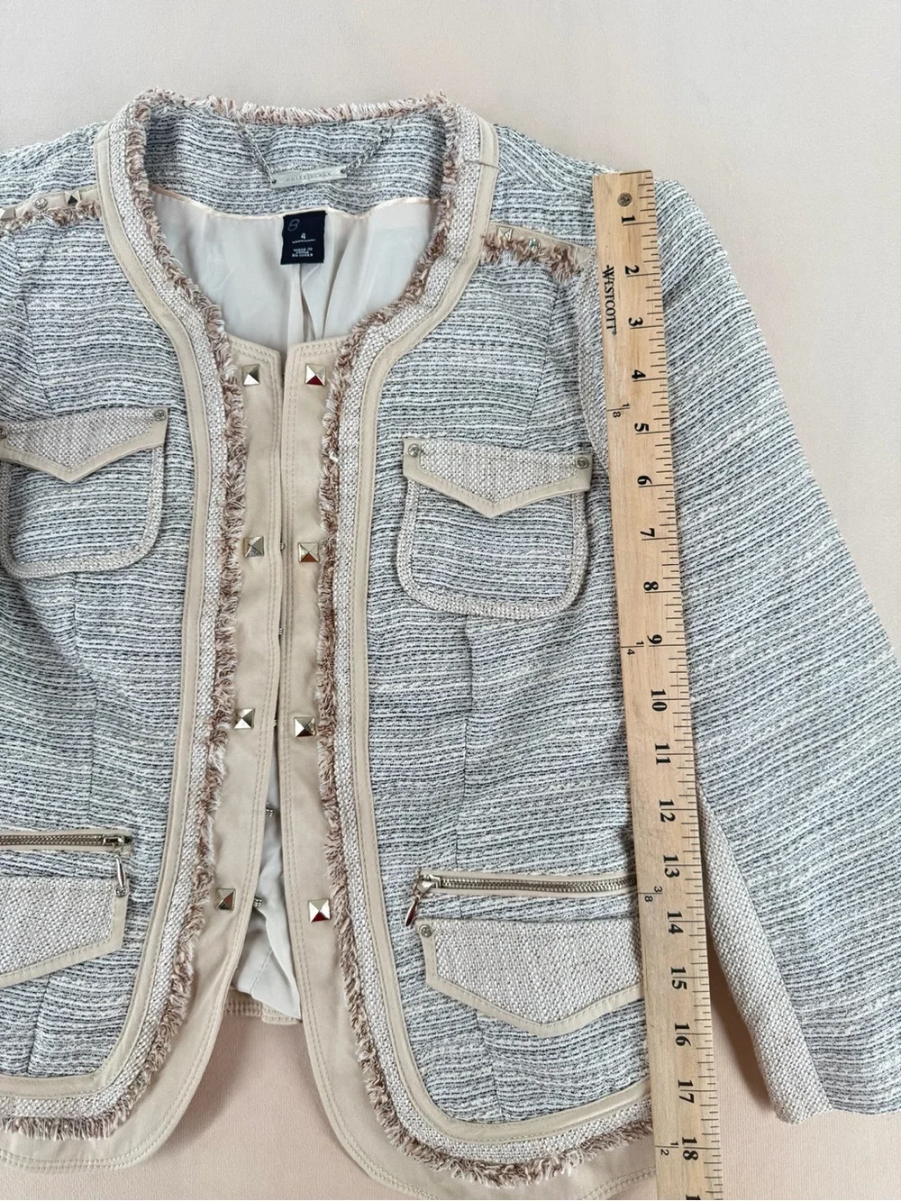WHBM Metallic Tweed Studded Jacket Size 4